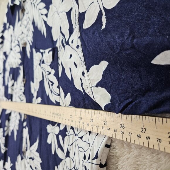 Island Stuff Shirt Mens Size 2XL Camp Shirt Floral Short Sleeve Button-Down Blue - Picture 3 of 10